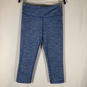Nike Dri-Fit Blue Striped Cropped Athletic Leggings